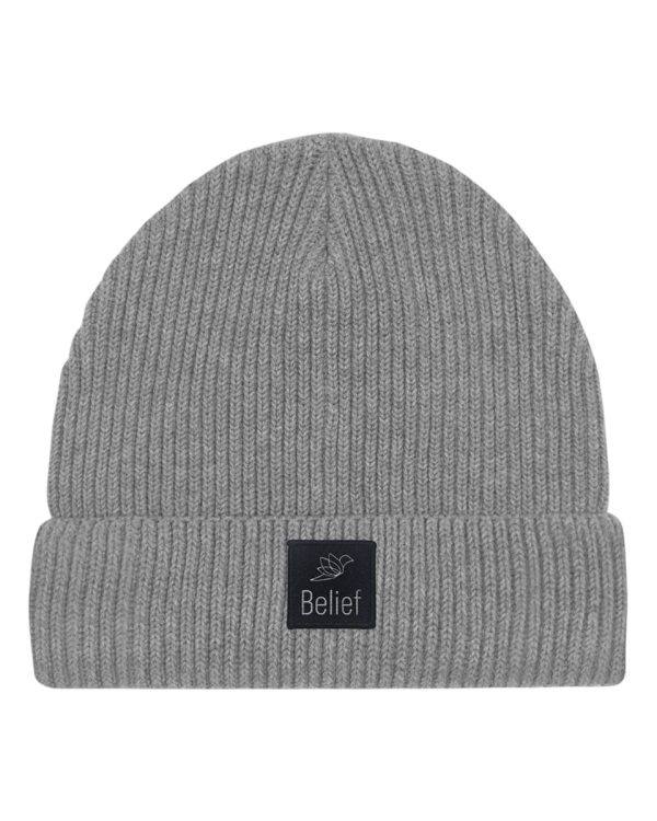 Heather Grey Belief  – Organic Cotton Fisherman Beanie