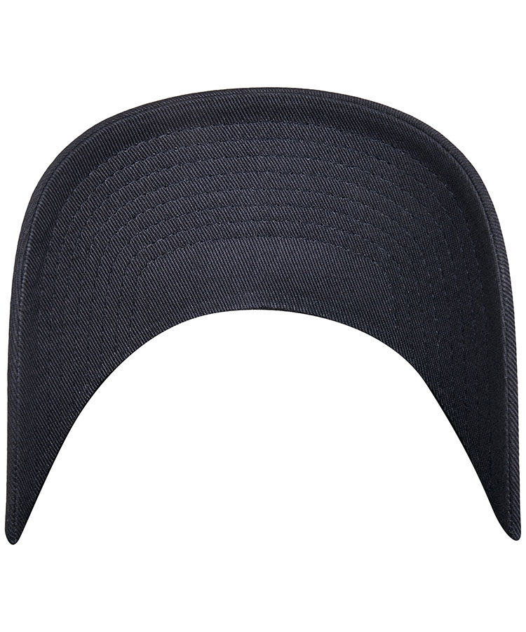 Black organic cotton cap with adjustable Flexfit buckle and curved visor
